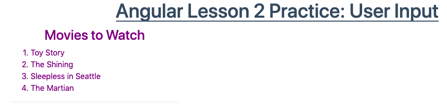 Starting setup for Angular input practice.